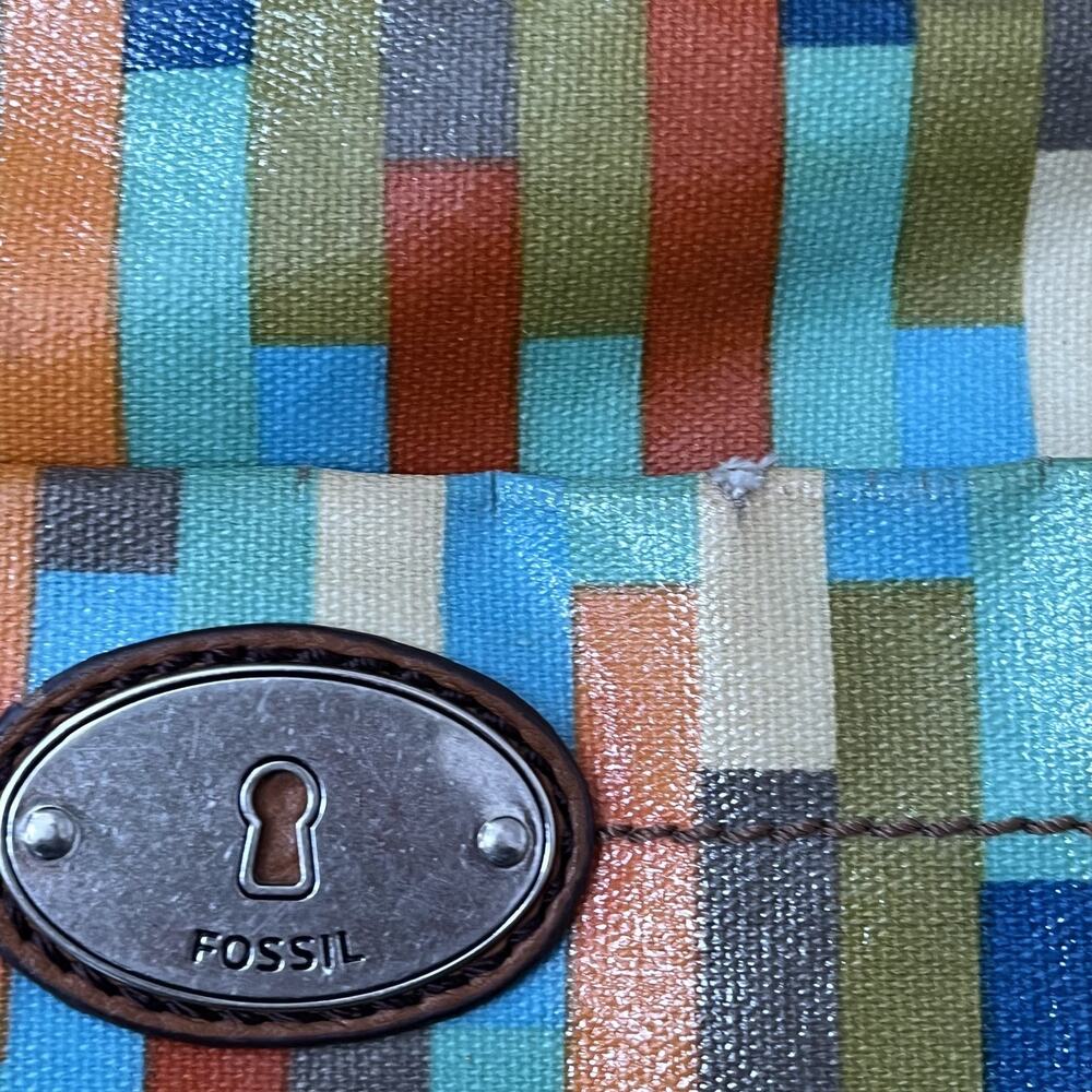 Fossil Key-Per HandBag Crossbody 10.5 in Tall Multi-Colored Geometric Colorblock - Picture 6 of 16